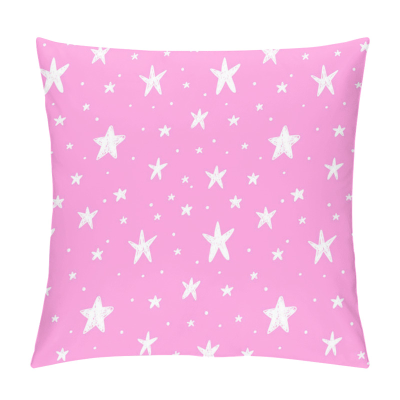 Personality  Seamless Minimalistic Vector Pattern With Simple Stars On A Pink Background Pillow Covers