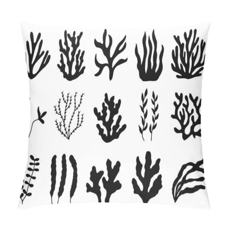 Personality  Algae Icon Set. Marine Plants Isolated. Pillow Covers