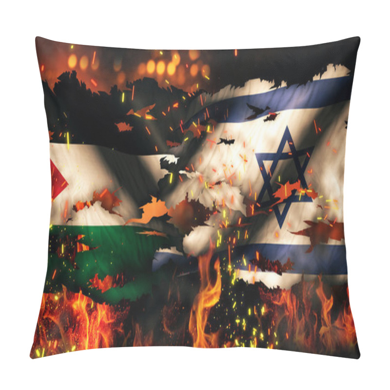 Personality  Palestine Israel Flag War Torn Fire International Conflict 3D Pillow Covers