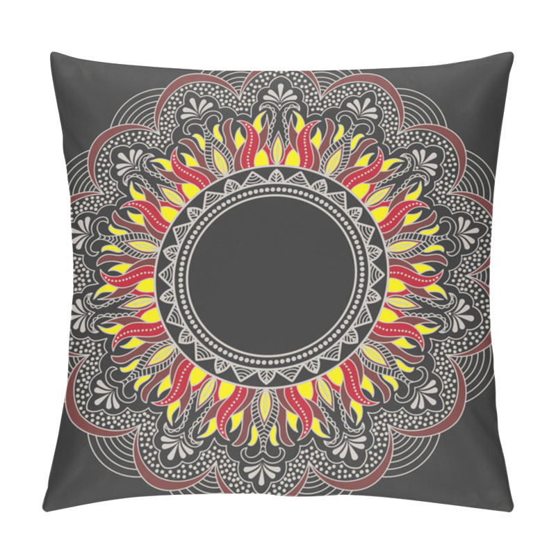 Personality  Vector Ornamental Round Lace With Damask And Arabesque Elements. Mehndi Style. Orient Traditional Ornament. Zentangle-like Round Colored Floral Ornament. Pillow Covers