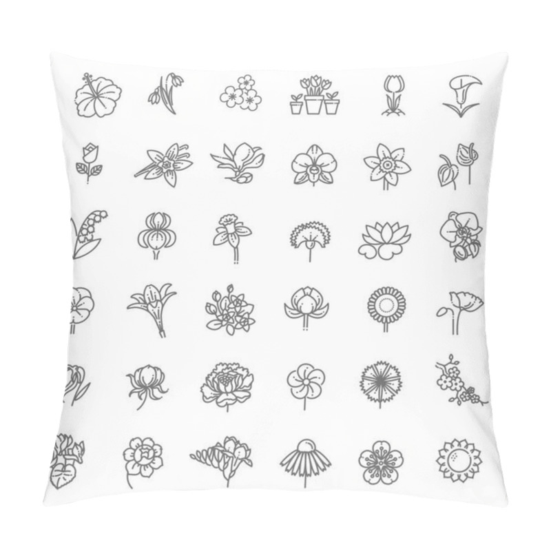 Personality  Flower Icon Set - Vector Illustration Pillow Covers