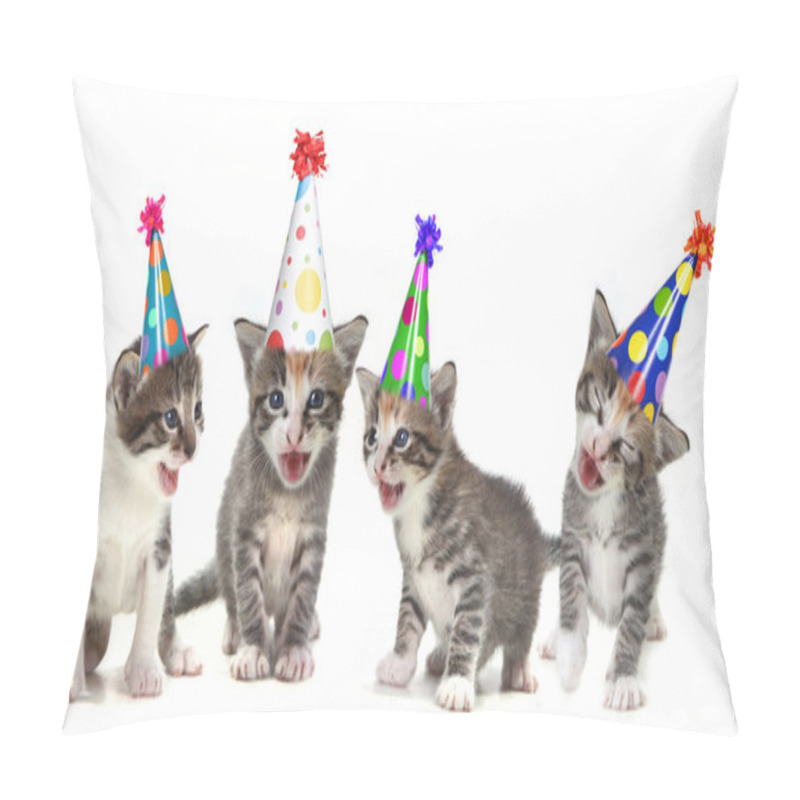 Personality  Birthday Song Singing Kittens On White Background Pillow Covers