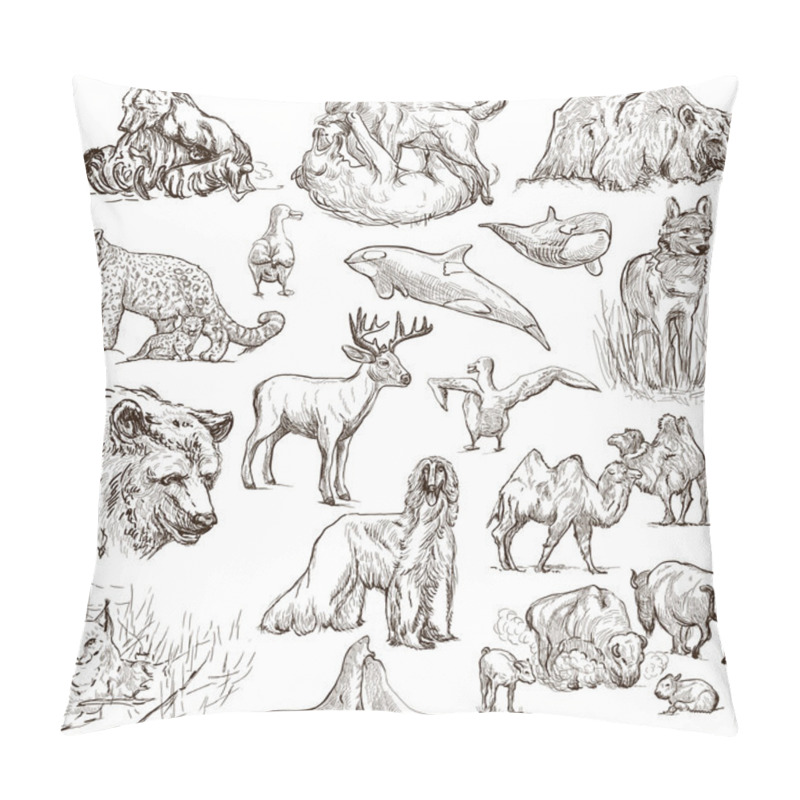 Personality  Animals Around The World (set No.10) - Hand Drawn Illustrations Pillow Covers