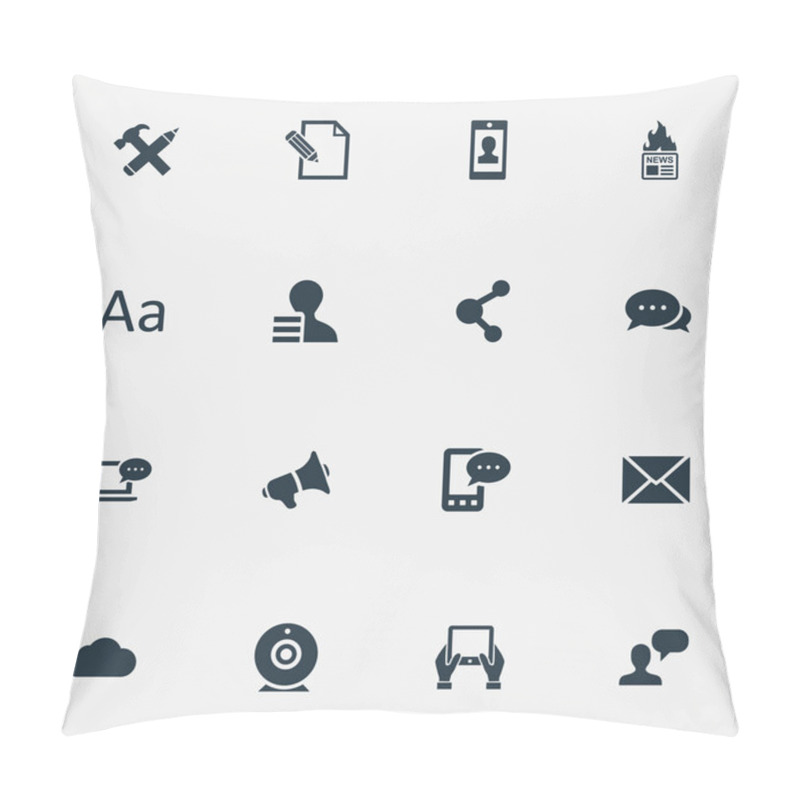 Personality  Vector Illustration Set Of Simple Blogging Icons. Elements Broadcast, Laptop, E-Letter And Other Synonyms Speaker, Camera And Cedilla. Pillow Covers