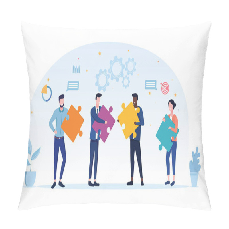 Personality  Teamwork Concept With Jigsaw Puzzle Pieces Pillow Covers