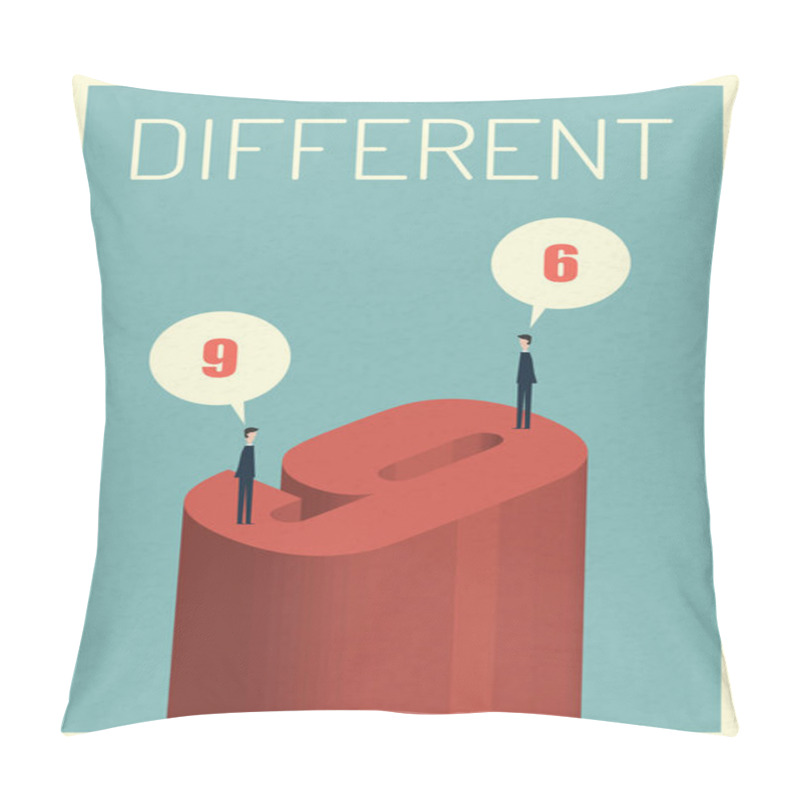 Personality  Different Opinions 6 And 9 . Eps10 Vector Illustration, Symbol Growth, Economy, Investment , Technology, Leadership,Successful Vision And Idea Concept  , Minimalist Retro Poster Pillow Covers