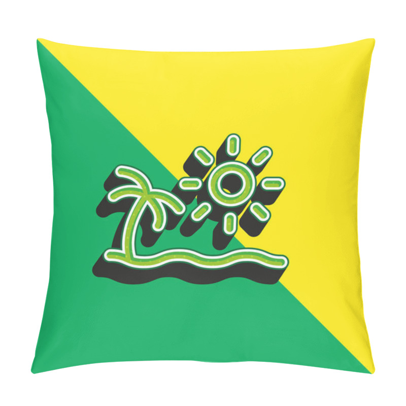 Personality  Beach Green And Yellow Modern 3d Vector Icon Logo Pillow Covers