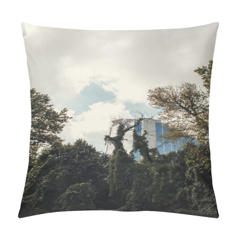 Personality  Low Angle View Of Clouds Above Building And Trees On Urban Street In Istanbul, Turkey  Pillow Covers