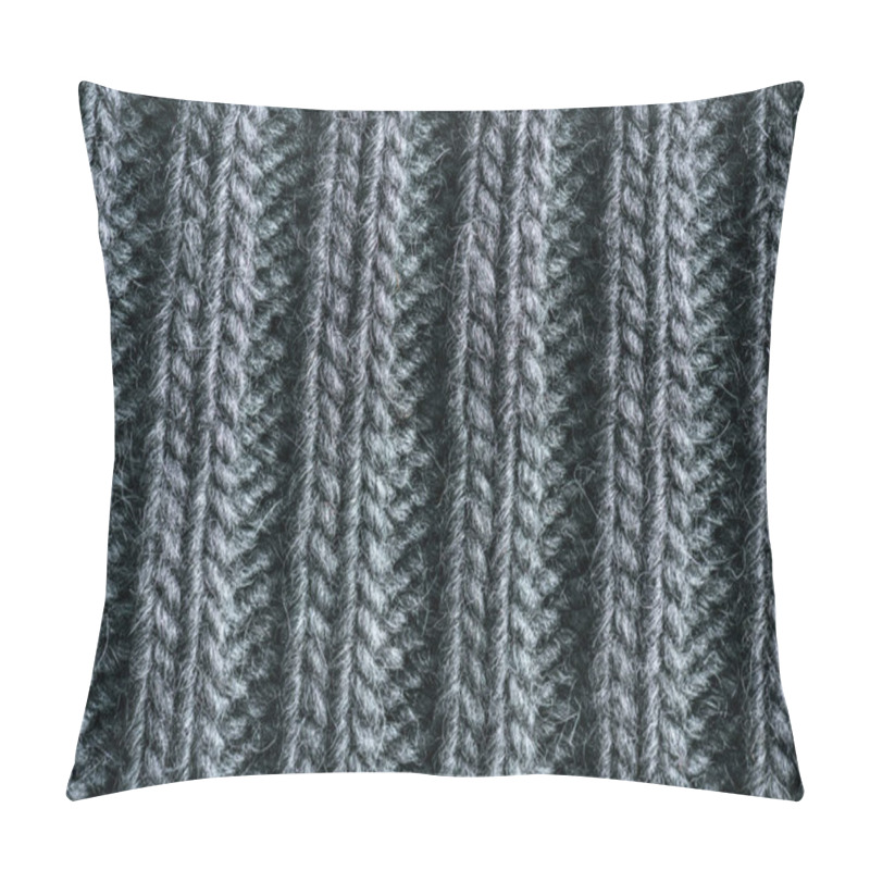 Personality  Full Frame Image Of Grey Knitted Woolen Fabric Background Pillow Covers