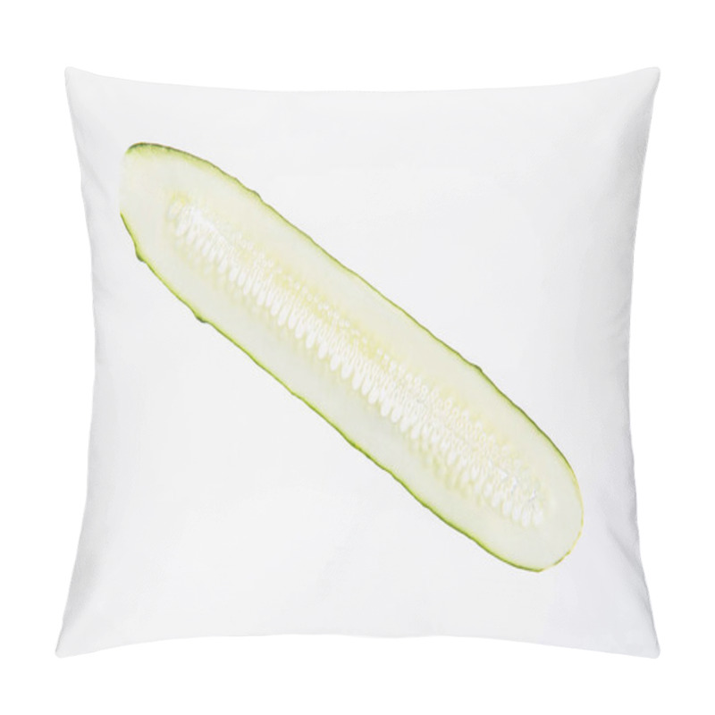 Personality  Fresh Green Cucumber Slice On Grey Background Pillow Covers