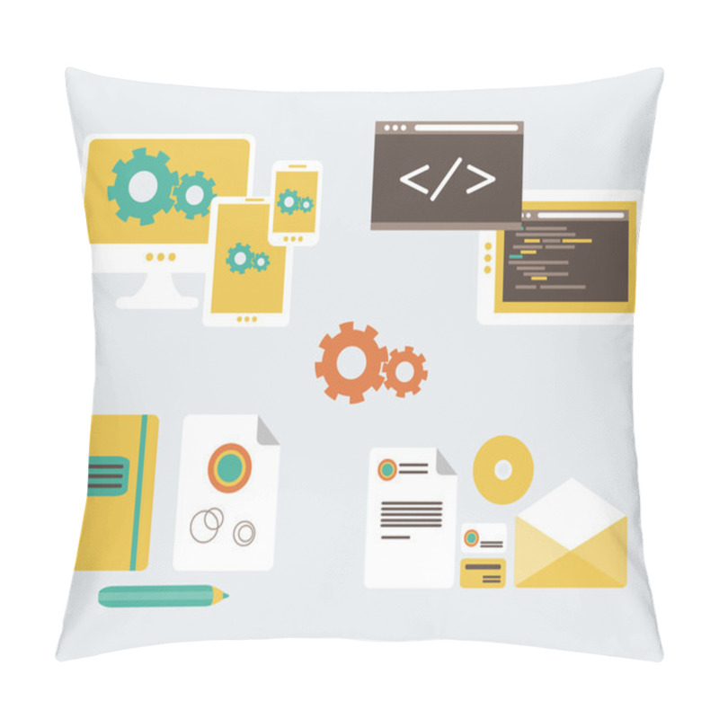 Personality  Flat Design Of Business Branding And Development Web Page Pillow Covers