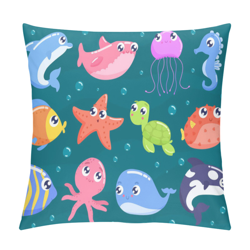 Personality  Cute Cartoon Sea Animals Set Pillow Covers