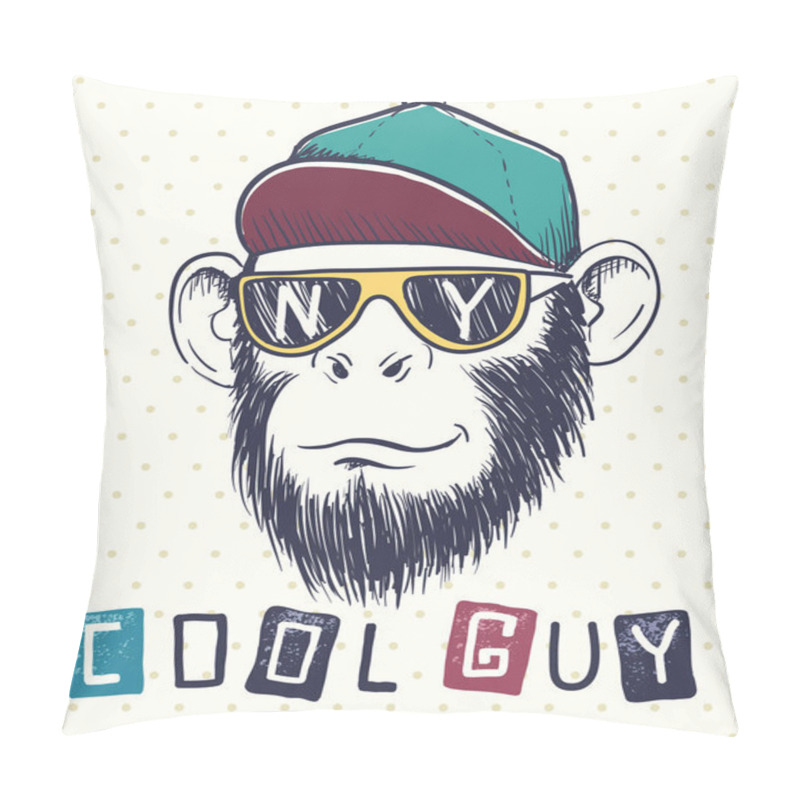 Personality  Cool Monkey Chimpanzee Dressed In Sunglasses Pillow Covers