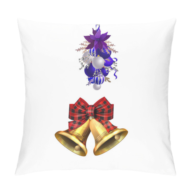 Personality  Christmas Decorations With Fir Tree Golden Jingle Bells Pillow Covers