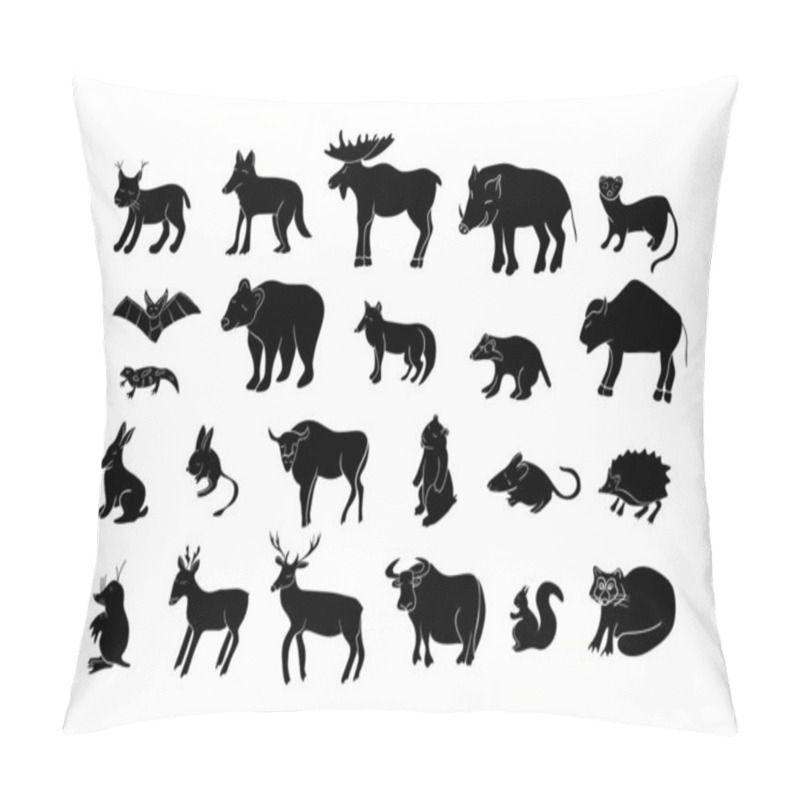 Personality  Silhouettes Of Different Wild Animals Displayed Together Showcasing Their Unique Shapes Pillow Covers