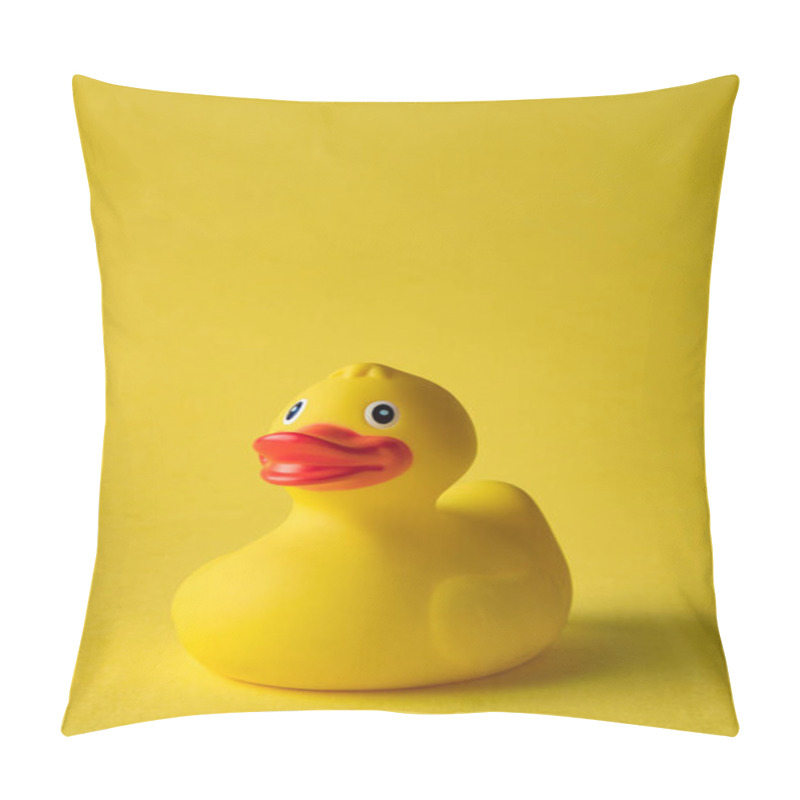 Personality  Rubber Duck Toy For Swimming On Yellow Background. Pillow Covers