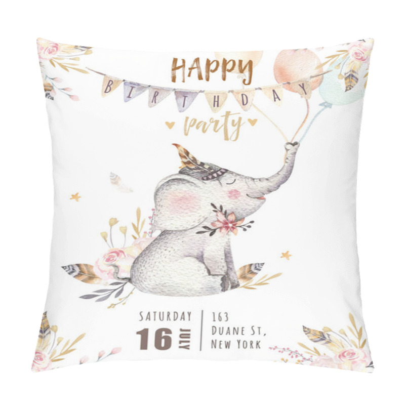 Personality  Cute Baby Elephant  Illustration Pillow Covers