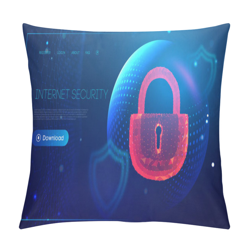 Personality  Cyber Security Red Lock. Sphere Shield Internet Protection. Antivirus Background. EPS 10 Pillow Covers