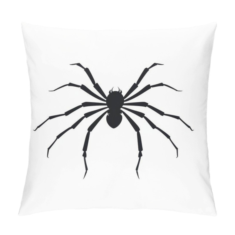 Personality  A Striking Silhouette Of A Spider Against A White Background, Showcasing Its Intricate Leg Structure. Pillow Covers