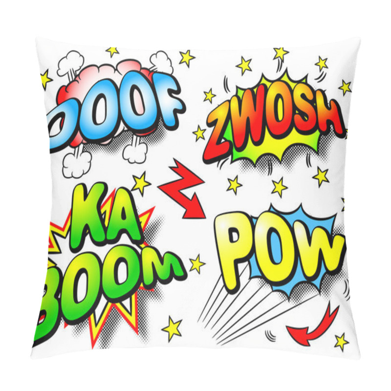 Personality  Effect Bubbles With Ooof, Zwosh, Ka Boom, Pow Pillow Covers