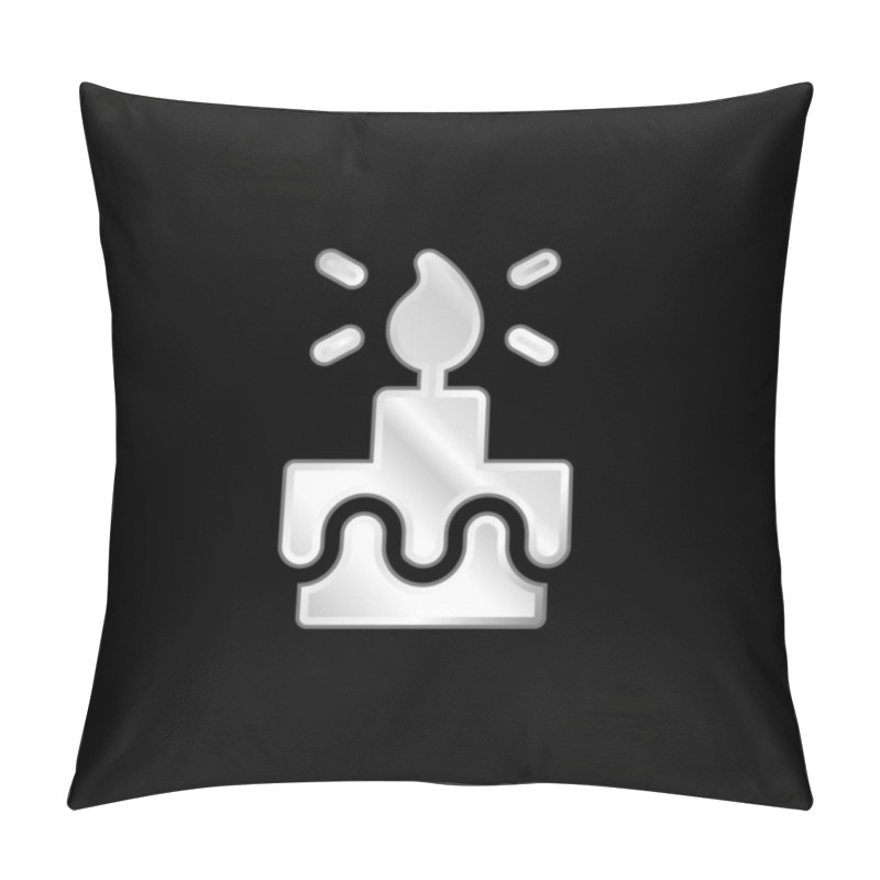 Personality  Birthday Cake Silver Plated Metallic Icon Pillow Covers