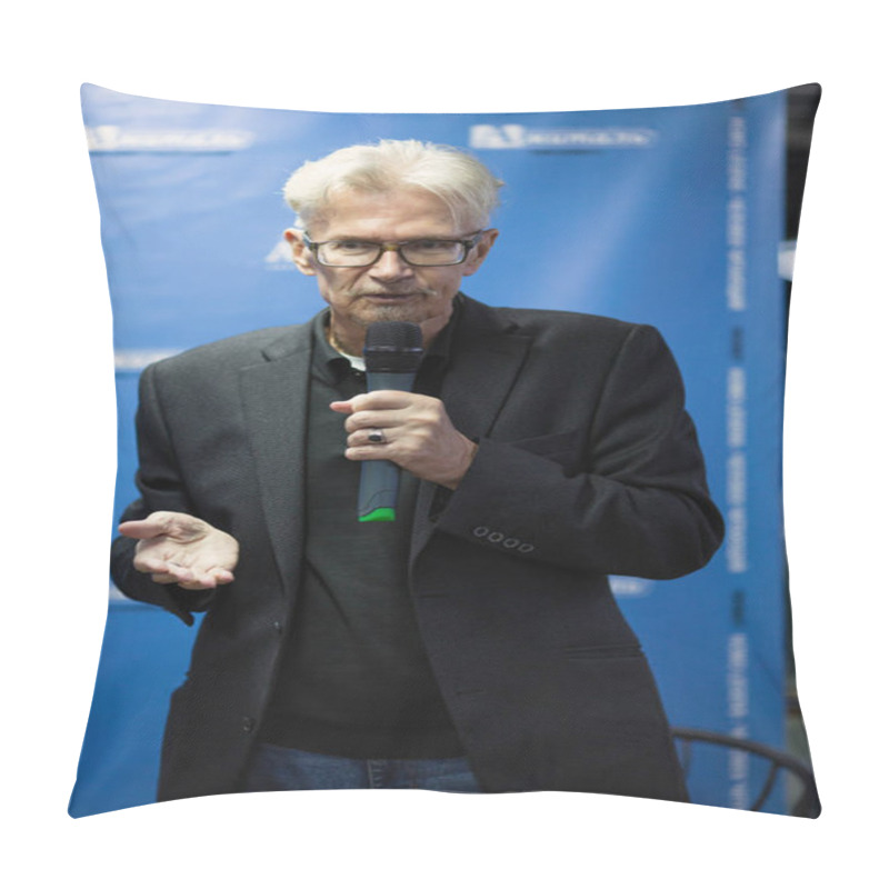 Personality  VORONEZH, RUSSIA - NOV 9, 2019: Eduard Limonov - Russian Nationalist Writer, Politician, Founder And Former Leader Of The Banned National Bolshevik Party, During An Open Meeting At Amital Book Club Pillow Covers