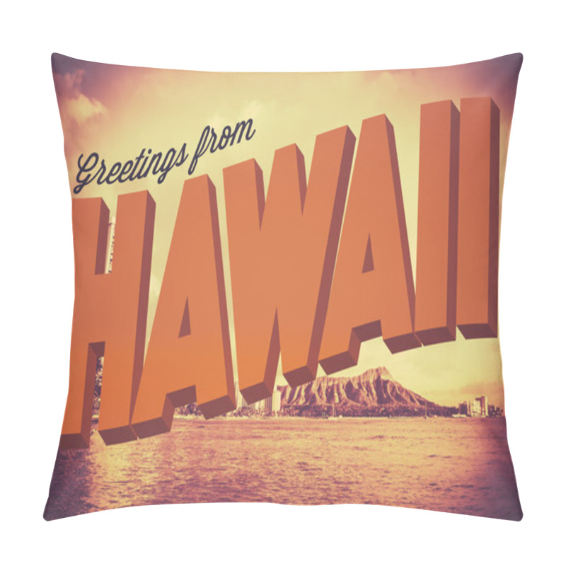 Personality  Retro Greetings From Hawaii Postcard Pillow Covers