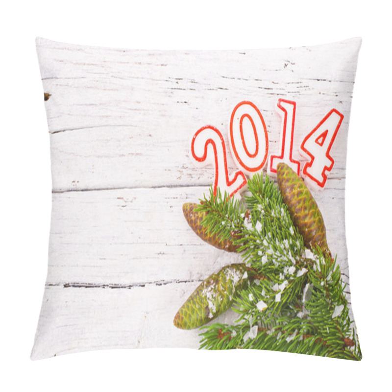 Personality  Branch Of Christmas Tree With Numbers In 2014 Sprinkled With Snow Pillow Covers