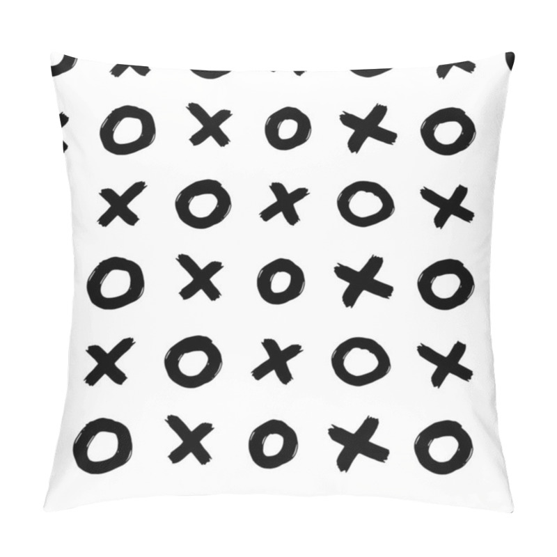 Personality  Noughts And Crosses Seamless Pattern. Tic Tac Toe Black And White Grunge Background Design Texture. Vector Illustration For Wallpaper, Greeting Card, Wrapping Paper, Textile, Cover Pillow Covers