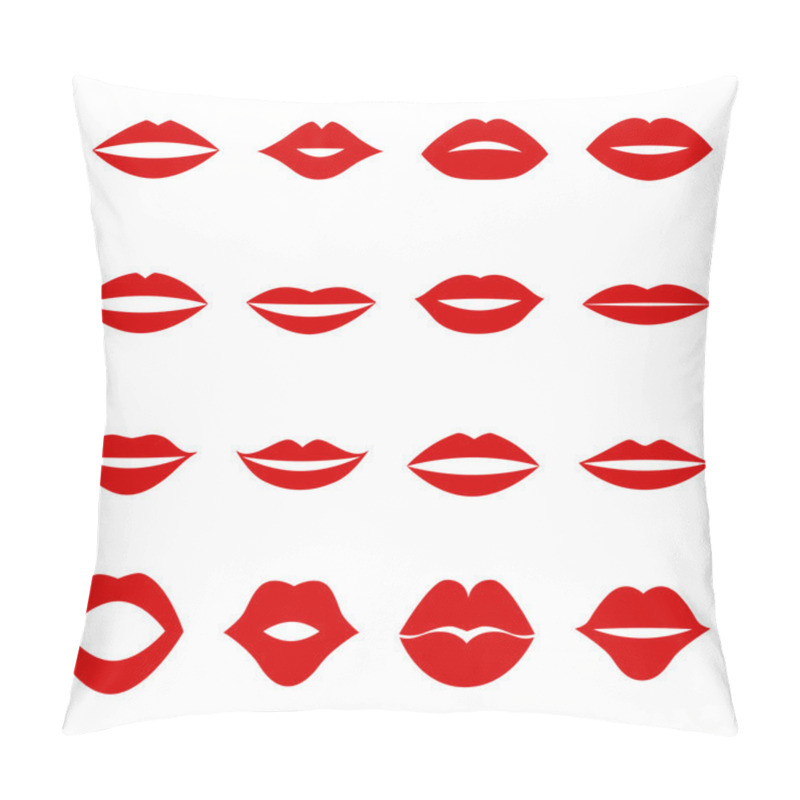 Personality  Set Of Red Lips, Vector Illustration Pillow Covers