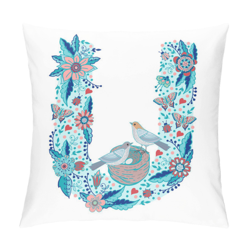 Personality  Floral Alphabet Letter U Pillow Covers