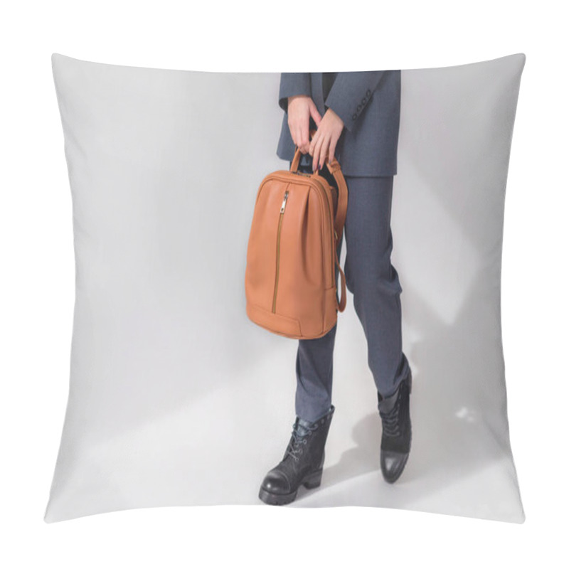 Personality  Model Posing With Bag In Studio Pillow Covers