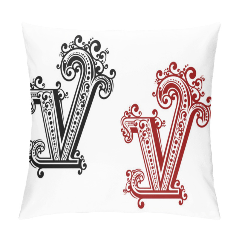 Personality  Capital Letter V With Floral Elements Pillow Covers