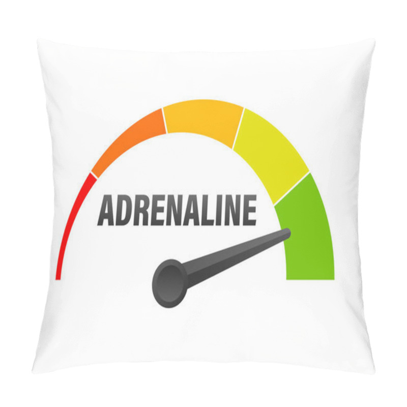 Personality  Adrenaline Level Meter, Measuring Scale. Adrenaline Speedometer, Indicator Vector Illustration Pillow Covers