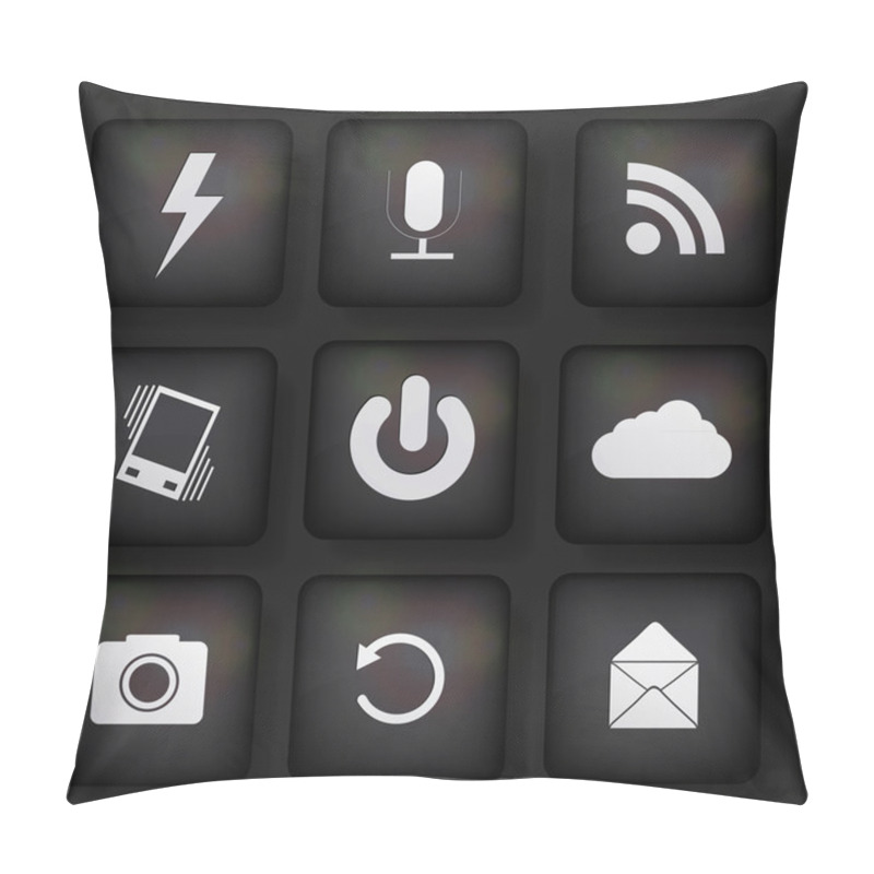 Personality  Vector Web App Icon Set On Black Background. Eps10 Pillow Covers