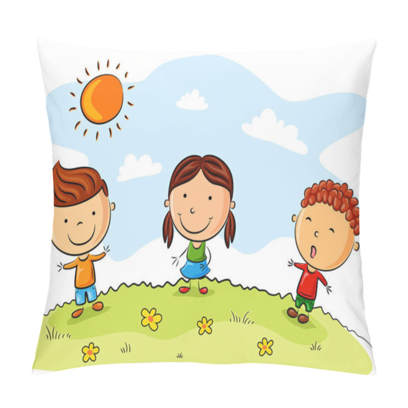 Personality  Happy Kid Cartoon Isolated On White Background Pillow Covers