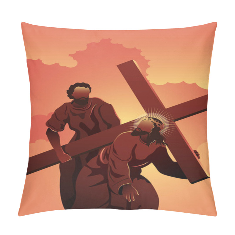 Personality  Simon Of Cyrene Helps Jesus Carry His Cross Pillow Covers