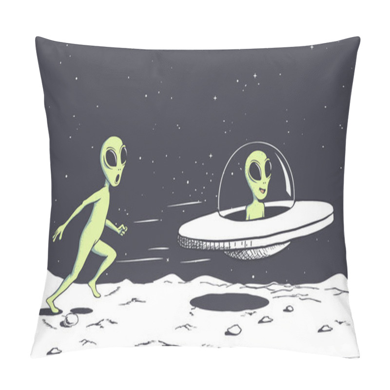 Personality  Alien Catching A Flying Saucer Pillow Covers