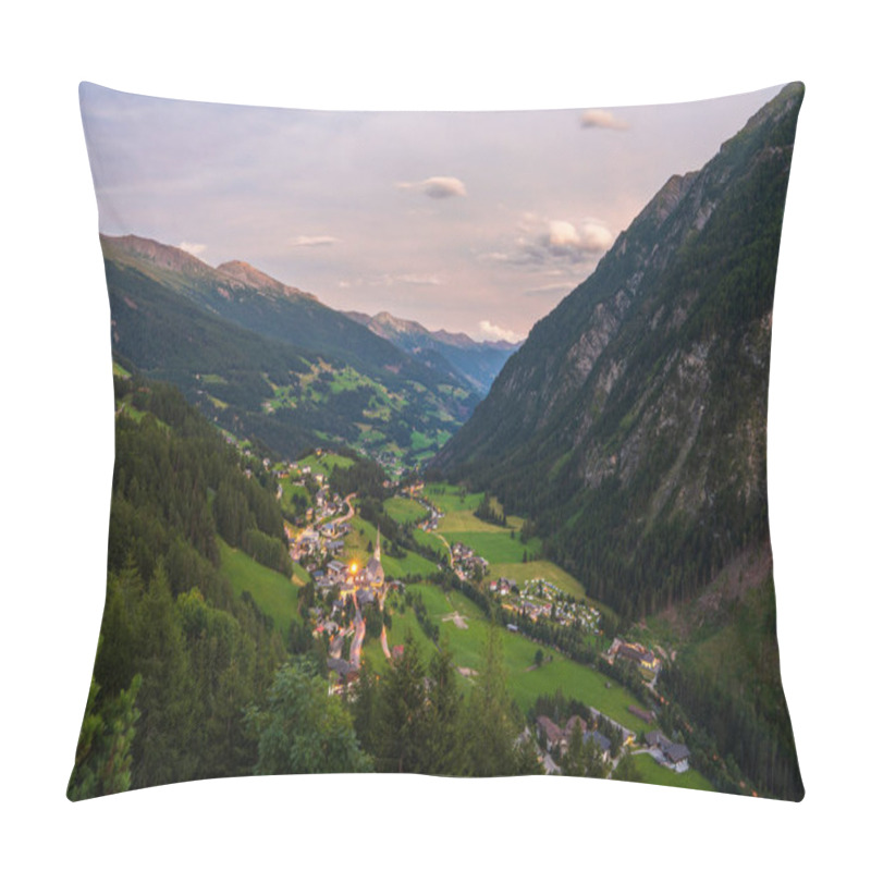 Personality  Stunning View Of Heiligenblut, Austrias Most Picturesque Village At Sunset. Warm Golden Light Bathes The Quaint Alpine Architecture, Rugged Mountain Peaks Pillow Covers