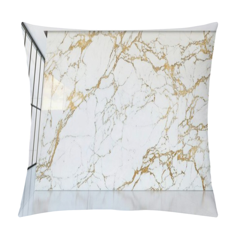 Personality  Elegant White Marble Wall With Gold Veining In A Modern Interior Space. Pillow Covers