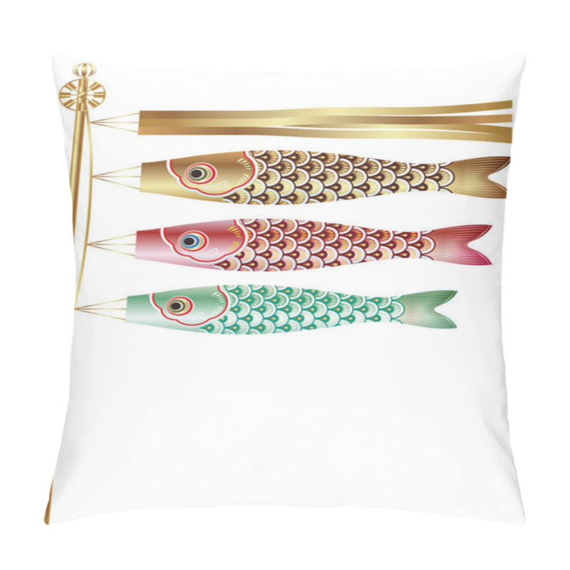 Personality  Vector Illustration With Carp Streamers For The Japanese Kodomo No Hi, The Boys Festival.  Pillow Covers