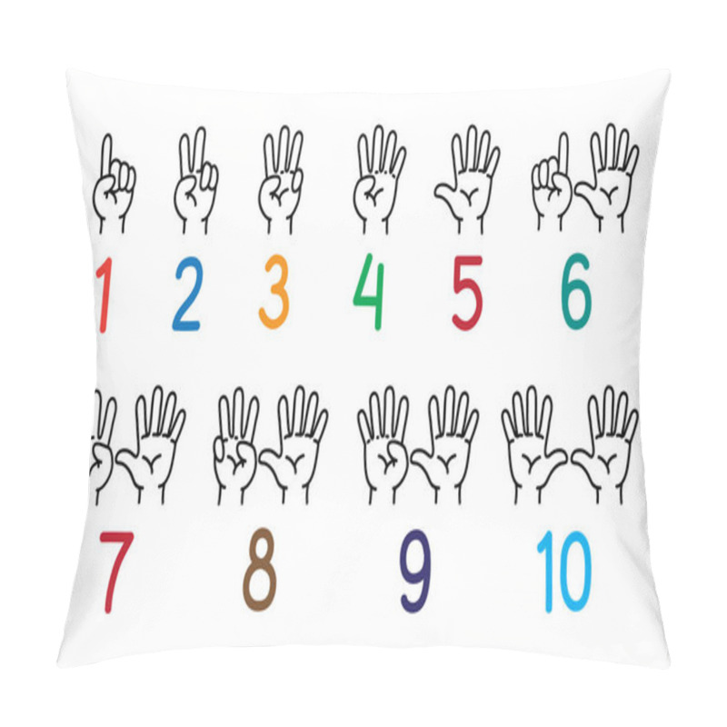 Personality  Hands With Fingers Icon Set For Counting Education Pillow Covers