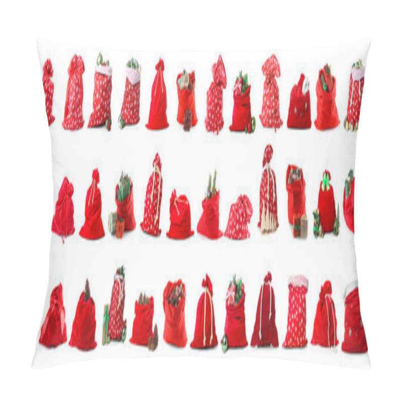 Personality  Set Of Many Santa Bags Isolated On White  Pillow Covers