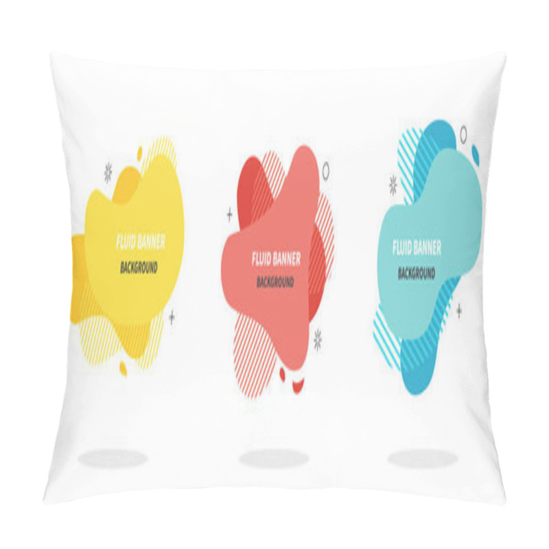 Personality  Bannners Set. Modern Vector Design. Flat Geometric Liquid Shapes Pillow Covers