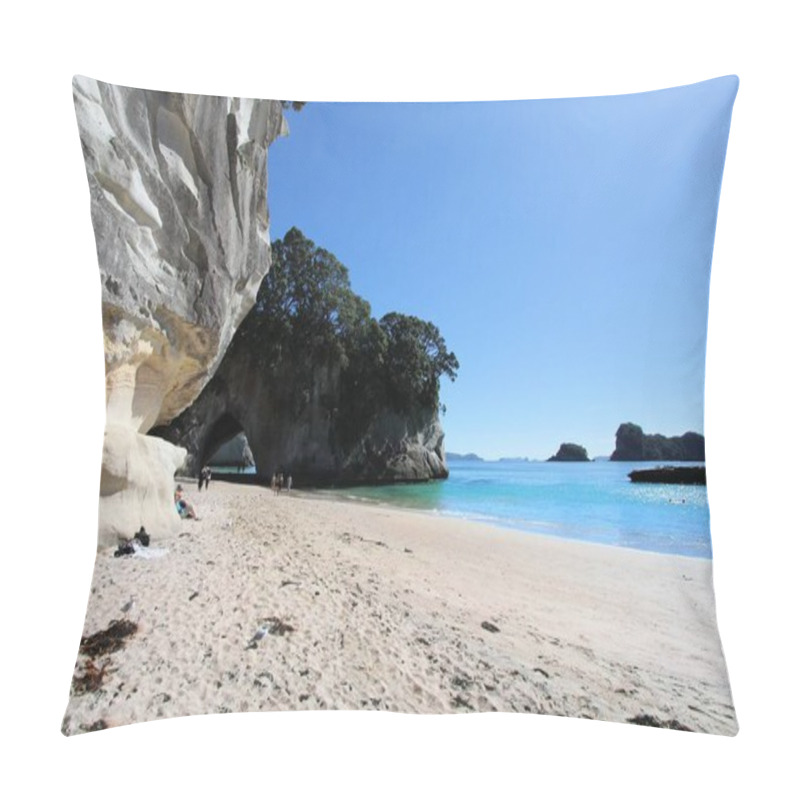 Personality  Coromandel Landscape In New Zealand. Cathedral Cove Beach. Pillow Covers