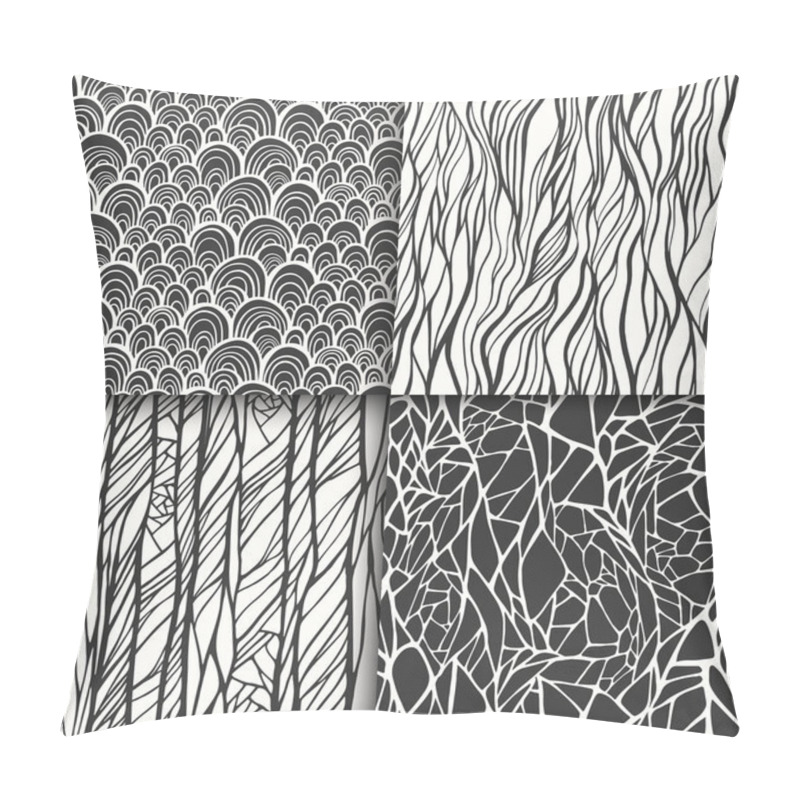 Personality  Doodle Seamless Patterns Set Pillow Covers