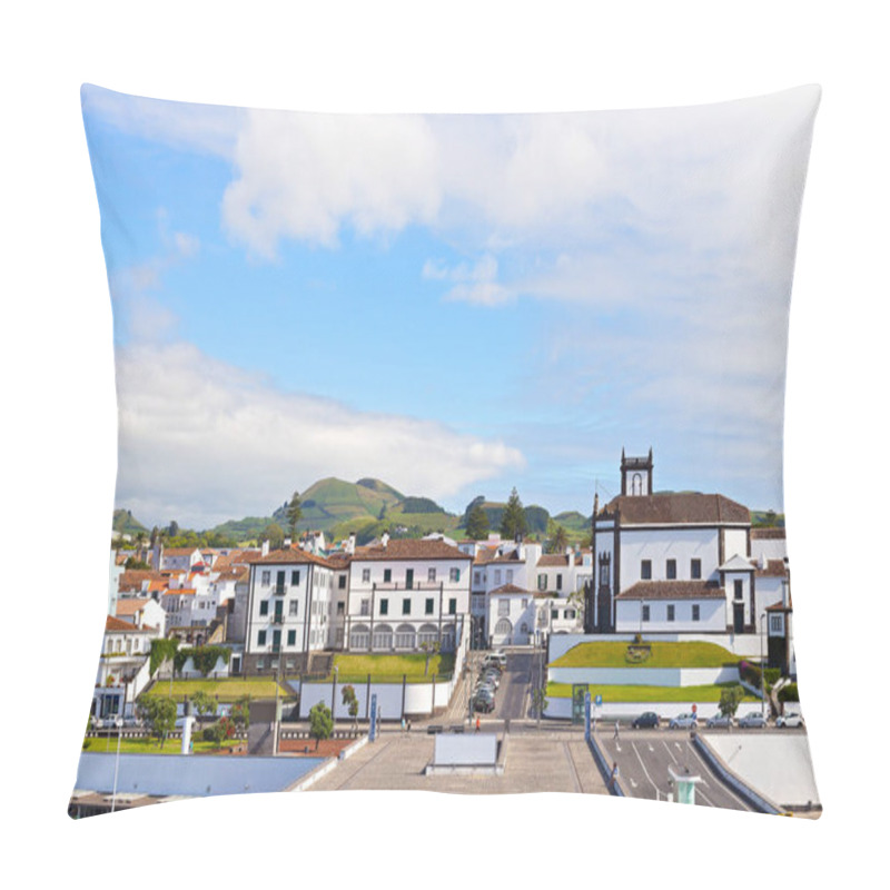 Personality  View On Ponta Delgada From The Ocean Pier, Azores, Portugal.  Pillow Covers