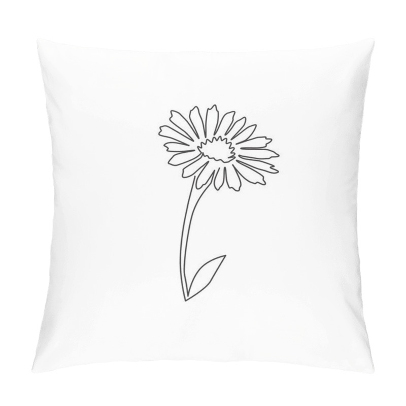 Personality  Single Continuous Line Drawing Of Beauty Fresh Bellis Perennis For Home Wall Decor Poster Art. Printable Decorative Common Daisy Flower Concept. Modern One Line Draw Graphic Design Vector Illustration Pillow Covers