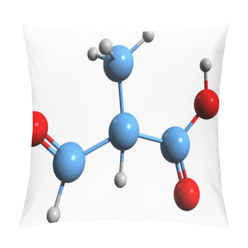 Personality  3D Image Of 2-Methyl-3-oxopropanoic Acid Skeletal Formula - Molecular Chemical Structure Of Methylmalonate Semialdehyde Isolated On White Background Pillow Covers