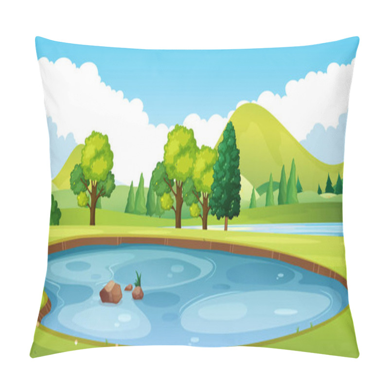 Personality  Scene With Pond In The Field Pillow Covers